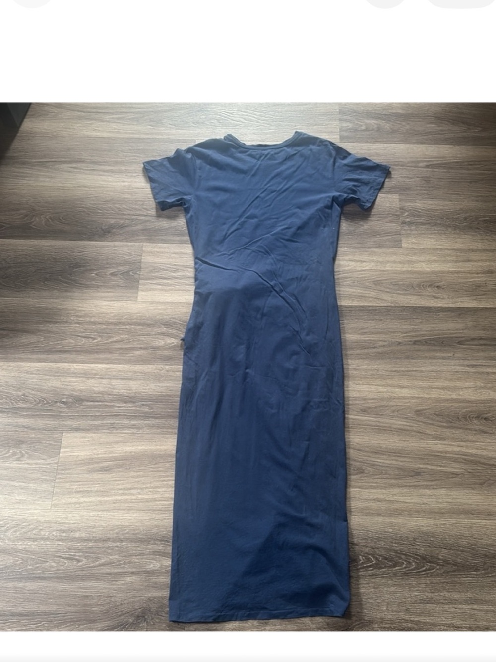 Ralph Lauren Navy Short-Sleeve Midi Dress with Side Tie - Picture 6 of 6